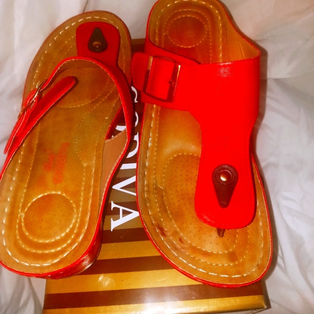 Red Lady Godiva sandals size 9